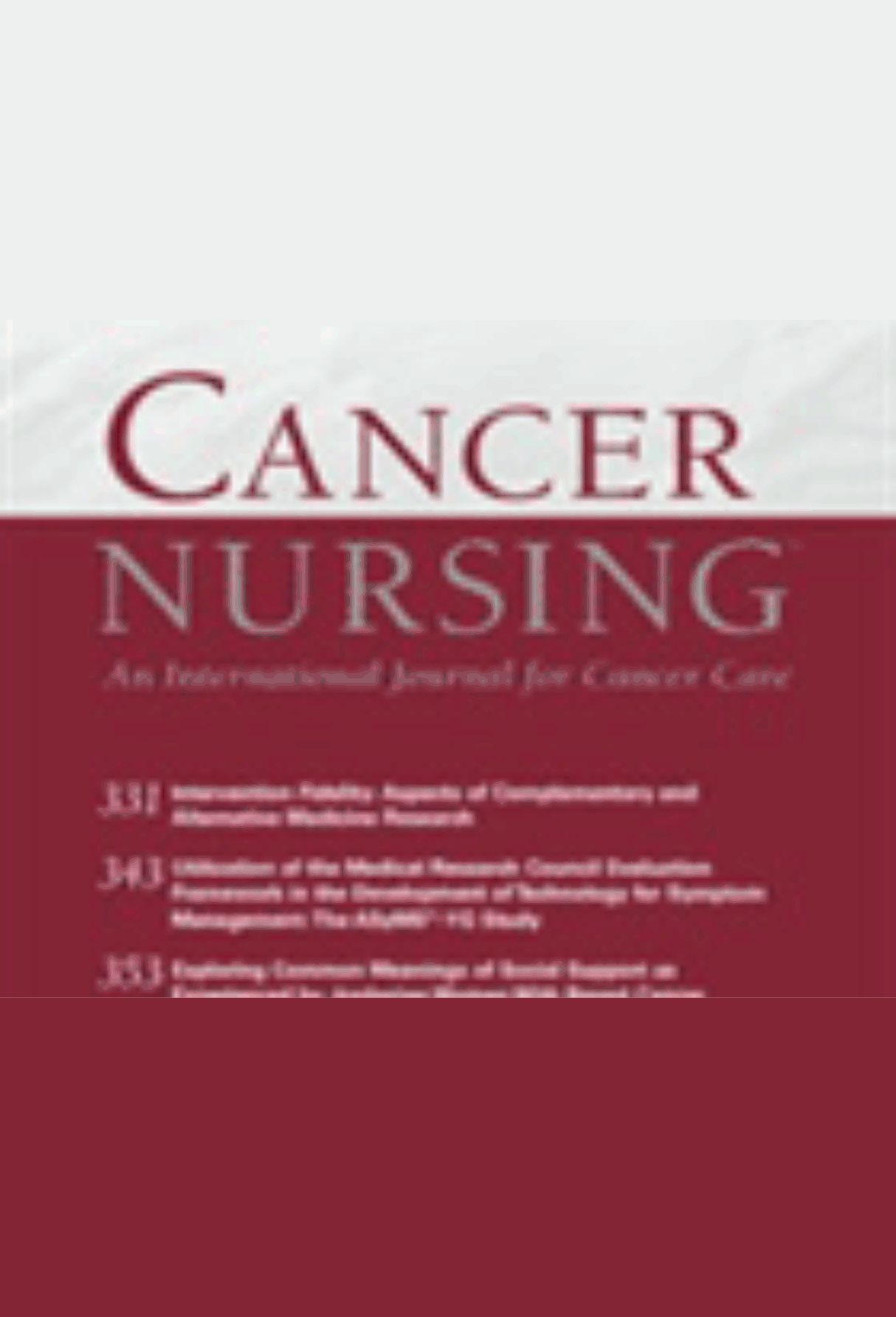 Capa: Cancer Nursing