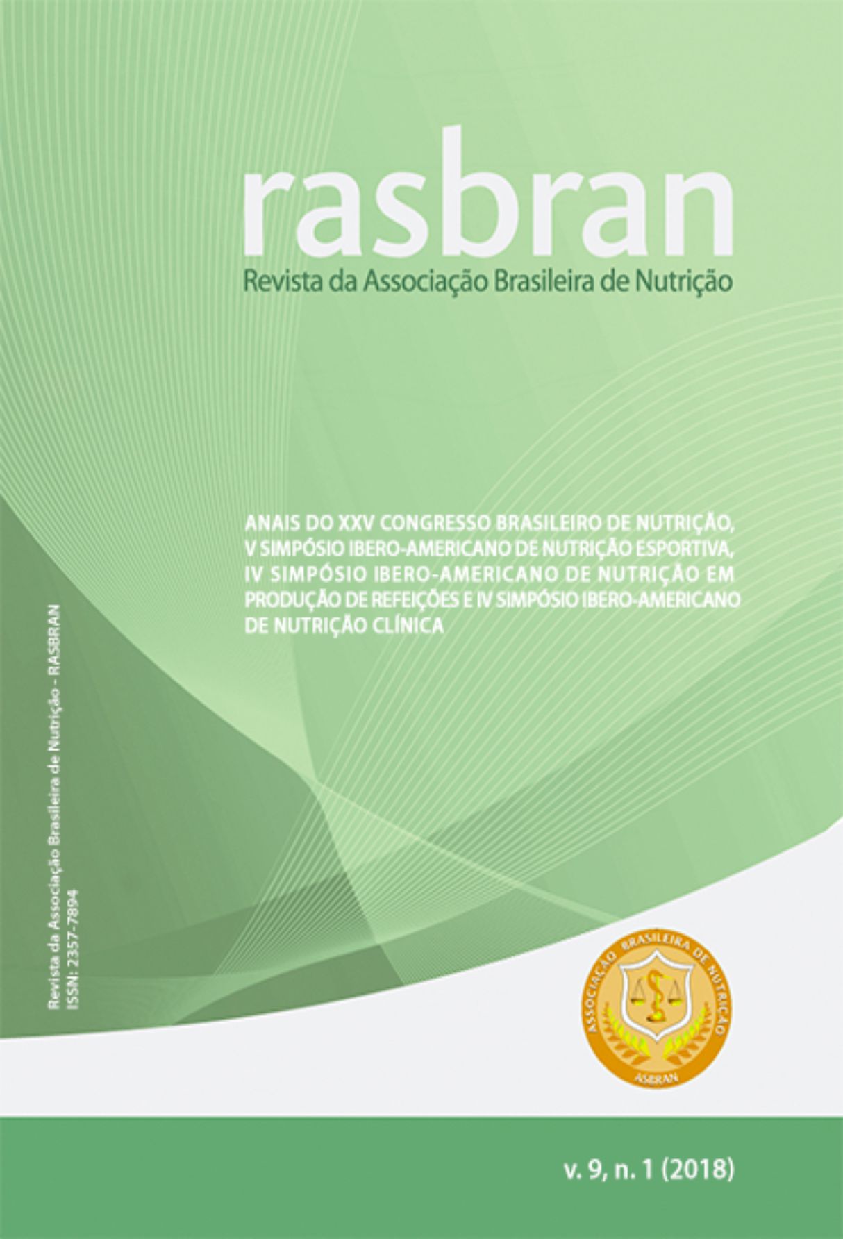 Capa: RASBRAN – Revista da Associação Brasileira de Nutrição